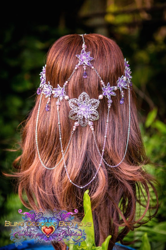 Purple Waterlily Princess Circlet by BlingGoddessBoutique steampunk buy now online