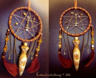 Steampunk dreamcatcher, clockwork dreamcatcher, steampunk decor, double star dreamcatcher, boho wall hanging, wall art, steampunk art by CindersJewelryDesign steampunk buy now online