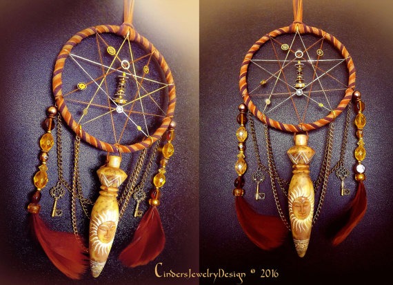 Steampunk dreamcatcher, clockwork dreamcatcher, steampunk decor, double star dreamcatcher, boho wall hanging, wall art, steampunk art by CindersJewelryDesign steampunk buy now online