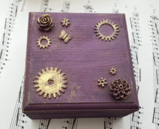 Steampunk jewellery box, trinket box, purple, cogs roses butterfly,assemblage decorated altered by EmporiumCuriosities1 steampunk buy now online