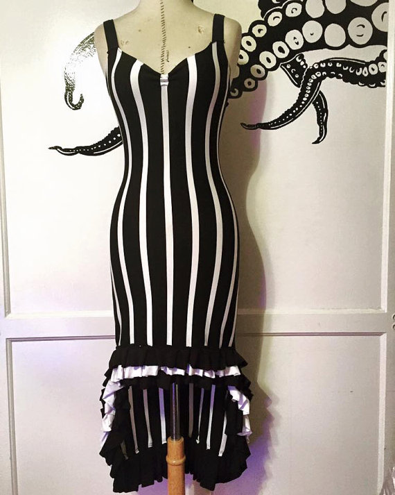 Beetlejuice Dress - Steampunk Dress - Striped Dress - Made to Order by PatchedJester steampunk buy now online