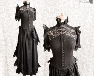 Dress black, Victorian, romantic goth, lace, art nouveau, Maeror, Somnia Romantica, size small - medium see item details for measurements by SomniaRomantica steampunk buy now online