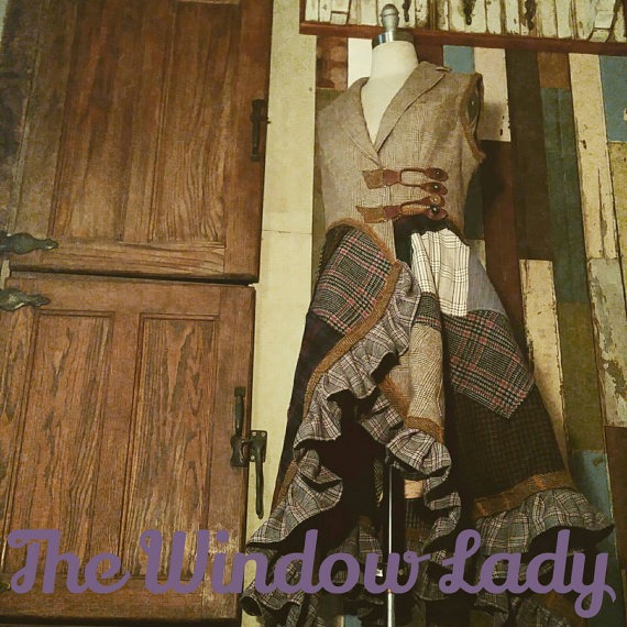The Window Lady upcyled vintage suit bowie inspired patchwork boho clown festival whimsical androgynous coat vest ecofriendly OOAK designer by thewindowlady steampunk buy now online
