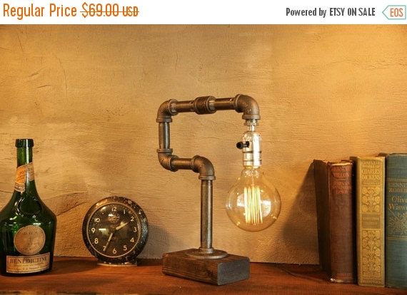 SALE 25% OFF Industrial pipe lamp-Unique table lamp-Steampunk table lamp-Vintage style lamp light-Edison bulb lamp-Bedside lamp light-Rustic by UrbanIndustrialCraft steampunk buy now online