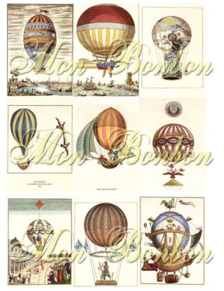 Vintage Hot Air Balloon Collage Sheet for your ATCs ACEOs Altered Art Projects Supplies - INSTANT DOWNLOAD by monbonbon steampunk buy now online