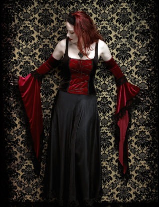 Lucilla Long Bell Sleeves in Velvet and Venise Lace - Made to Measure - Romantic Gothic, Dark Fairy, Vampire Gloves or Arm Warmers by rosemortem steampunk buy now online