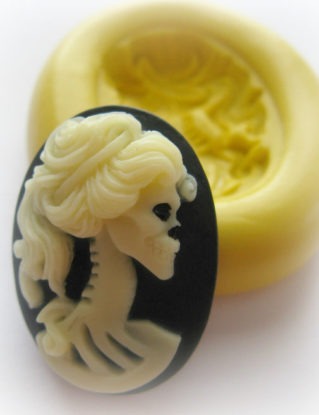 Lady Skull Cameo 18x20mm Mold Silicone Flexible Kawaii Moulds by WhysperFairy steampunk buy now online