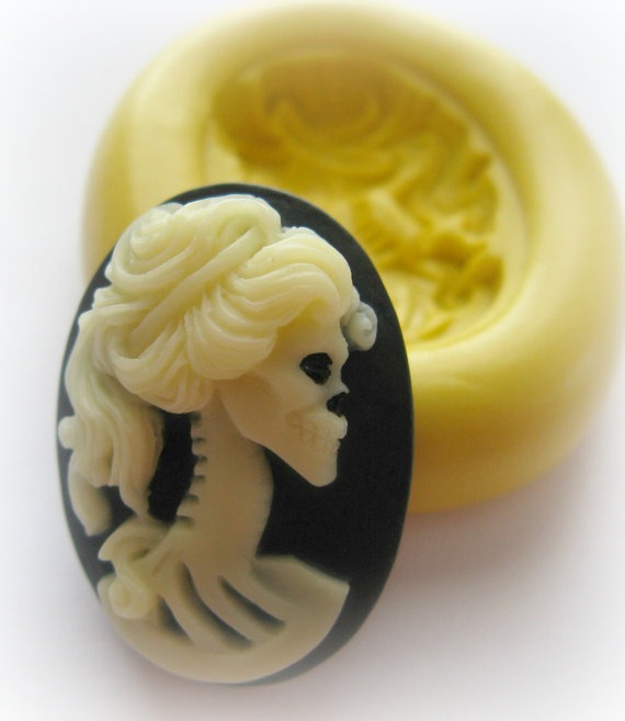 Lady Skull Cameo 18x20mm Mold Silicone Flexible Kawaii Moulds by WhysperFairy steampunk buy now online