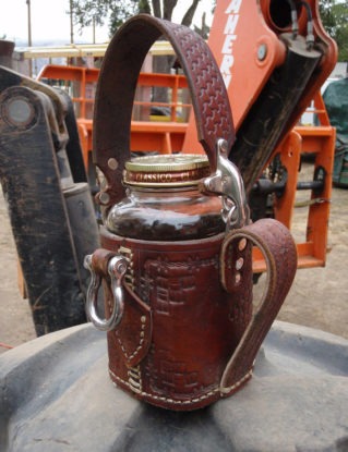 Steampunk Leather Armored Coffee Mug: Forkliftable by LederherrDesignGroup steampunk buy now online