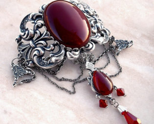 Red Gothic Choker Carnelian Agate Red Choker Necklace Victorian Gothic Jewelry Silver Metal Choker Silver Choker Necklace gift by Aranwen steampunk buy now online