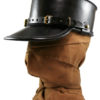STEAMPUNK LEATHER KEPI hat black leather Skirmisher design by MannAndCo steampunk buy now online