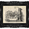 BATHROOM ART Octopus in Victorian Bathroom Wall Art Print Bathroom Wall Decor On A Vintage Dictionary Page Art Funny Bathroom Art Print 78 by MadameBricolagePrint steampunk buy now online