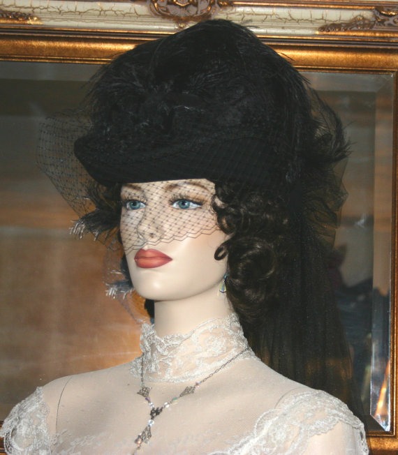 SASS Hat Victorian Style Steampunk Hat Mourning Hat "Spirit of Seattle" by EastAngelHarborHats steampunk buy now online