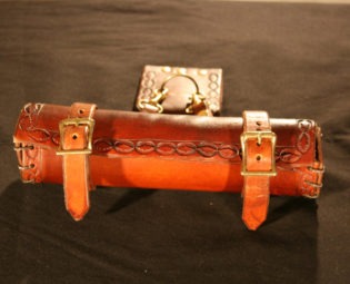Scroll Case clipped onto belt pouch LARP Steampunk by MadebyHandLeather steampunk buy now online