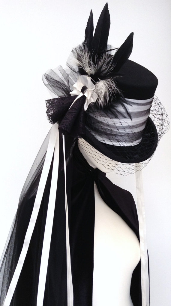 Victorian Gothic steampunk wedding top hat by Blackpin steampunk buy now online