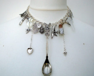 Vintage spoon necklace, statement vintage assemblage charm necklace silver Junkyard Angel #6 by EmporiumCuriosities1 steampunk buy now online