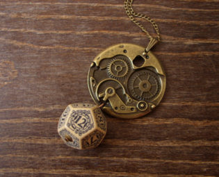 D12 steampunk dice pendant steam punk necklace steampunk jewelry dnd rpg geek dungeons and dragons game gamer geeky polyhedral toothed bar by MageStudio steampunk buy now online