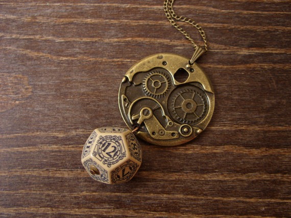 D12 steampunk dice pendant steam punk necklace steampunk jewelry dnd rpg geek dungeons and dragons game gamer geeky polyhedral toothed bar by MageStudio steampunk buy now online