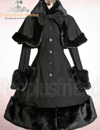 Sweet Gothic Lolita Warm Fur Wool Coat&Fur Cape*Black Lady 80 FREE EXPRESS SHIPPING by Fanplusfriend steampunk buy now online