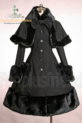 Sweet Gothic Lolita Warm Fur Wool Coat&Fur Cape*Black Lady 80 FREE EXPRESS SHIPPING by Fanplusfriend steampunk buy now online