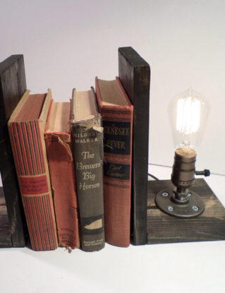 Unique Bookend lamp-Unique table lamp-Steampunk table lamp-Vintage style lamp light-Edison bulb lamp-Bedside lamp light-Rustic lighting by UrbanIndustrialCraft steampunk buy now online