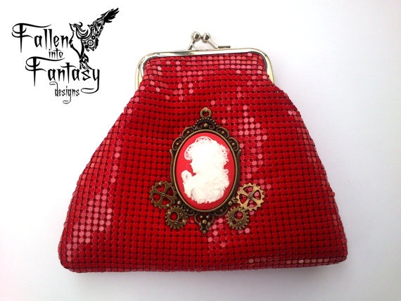 Retro Cameo Steampunk Clutch by FallenIntoFantasy steampunk buy now online