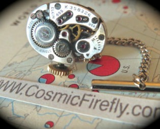 Steampunk Tie Tack Vintage Watch Movement Elgin Watch Movement Tie Tack Non Working Men's Tie Tack Men's Gifts Men's Steampunk Gifts For Men by CosmicFirefly steampunk buy now online