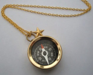 Brass compass necklace on gold chain nautical pirate jewellery by PirateTreasures steampunk buy now online