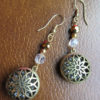 Sparkly Earrings, Dangle, Antique Gold, Clear, Amber Glass Crystals, Gold, Metal Steampunk Spheres, Clear Rhinestones by PurpleKatJewelry steampunk buy now online