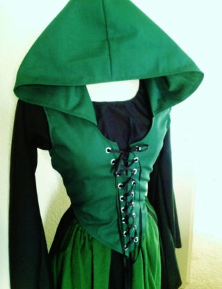 Custom Front Lace Maiden Bodice with Hood in Cotton, Overbust, Ranger, Elf, Elven by ChickenVicious steampunk buy now online
