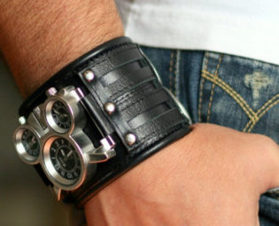 Mens wrist watch bracelet "Tuareg-5"- Steampunk Watch - SALE - Worldwide Shipping - gifts for him - Leather cuff wrist watch by dganin steampunk buy now online