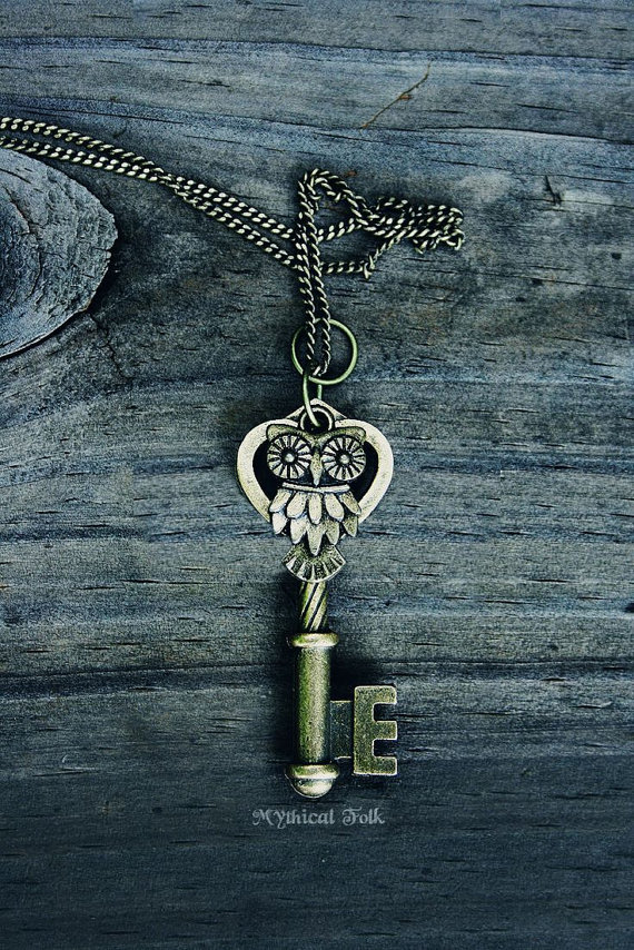 ORIGINAL Vintage Owl Key Necklace - Bronze - by MythicalFolk steampunk buy now online