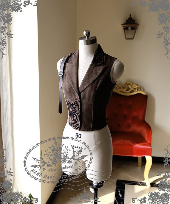 Steampunk Steel Boned Suedette Corset Vest*FREE EXPRESS SHIPPING by Fanplusfriend steampunk buy now online