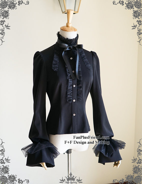 A Midsummer Night&#039;s Dream, Gothic Elegant Frilly Stand Collar Puffy Long Sleeves Blouse*FREE EXPRESS SHIPPING by Fanplusfriend steampunk buy now online