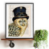 Fantasy Owl Print, Owl Artwork, Owl with a Hat, Owl with Spectacles, Steampunk, Gift for Men, Office Art, Wall Art Prints, Wall Decor by NotMuchToSay steampunk buy now online