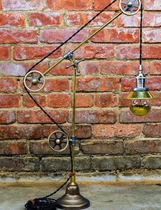 Pulley Table Light - Steampunk - Pulley Lamp - Antique Style - Adjustable - Two Tone - Office Lamp - Architect Lamp by Timberson steampunk buy now online