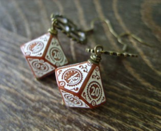D100 steampunk dice earrings clockwork dice jewelry dnd dungeons and dragons toothed bar pathfinder dice jewelry steam punk earrings dice by MageStudio steampunk buy now online
