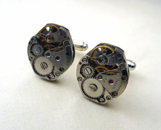 Watch movement cufflinks, steampunk torch soldered cuff links, vintage mechanisms by PirateTreasures steampunk buy now online