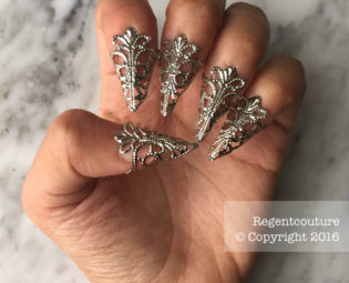 5 pcs Filigree Claw Finger Tips silver finish. by RegentCouture steampunk buy now online