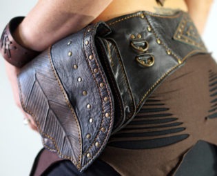 LONGLEAF - Handmade Leather Utility Belt With Pouch Renaissance Festival Hip Pockets Belt Zootzu Belt Burning Man Steampunk Belt - BLACK by zootzugarb steampunk buy now online