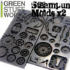 PACK x2 Steampunk Gear Texture RUBBER MOLDS Matt for Polymer Clay Impression Stamp, Clock like Lisa Pavelka by GreenStuffWorld steampunk buy now online