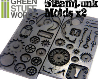 PACK x2 Steampunk Gear Texture RUBBER MOLDS Matt for Polymer Clay Impression Stamp, Clock like Lisa Pavelka by GreenStuffWorld steampunk buy now online