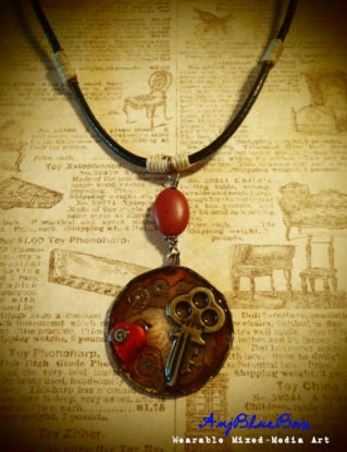 The Key Master - Mixed-Media Art Necklace by AnjBlueBox steampunk buy now online
