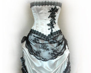 Virginia - Ivory and Black wedding gown by BoundByObsession steampunk buy now online