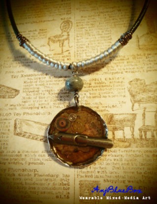 Thoughts - Mixed-Media Art Necklace by AnjBlueBox steampunk buy now online