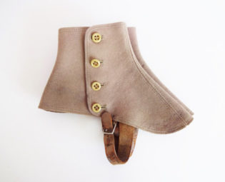 Antique Vintage Men's Felt Grey Spats with Buttons and Leather Buckle Straps by LeNouveauSalon steampunk buy now online