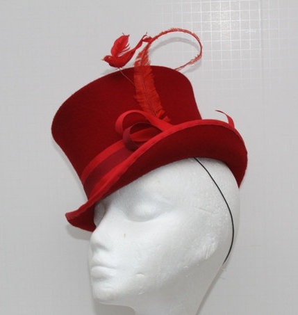 Mini Top Hat Percher Red Hat Women Millinery Costume by perhapsTurquoise steampunk buy now online