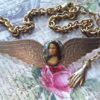 Winged Choker, Mona Lisa Cameo, Choker, Double winged Choker, Brass Choker, Cameo Choker, NeoClassical, Steampunk, by MockiDesigns steampunk buy now online