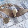 Winged Skull Choker, Brass Wing Choker, Double Wing Choker, Birdskull Choker, Steampunk Choker, Gothic Choker Winged Choker Winged Birdskull by MockiDesigns steampunk buy now online