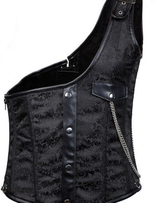 Men's Black Brocade Corset Waistcoat by Bestitchery steampunk buy now online